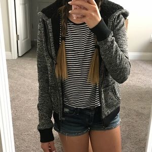 A&F Sherpa lined zip up hoodie